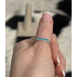 AVA Yetter Sterling Silver Crushed Blue Turquoise Inlay Stackable Square Ring 7